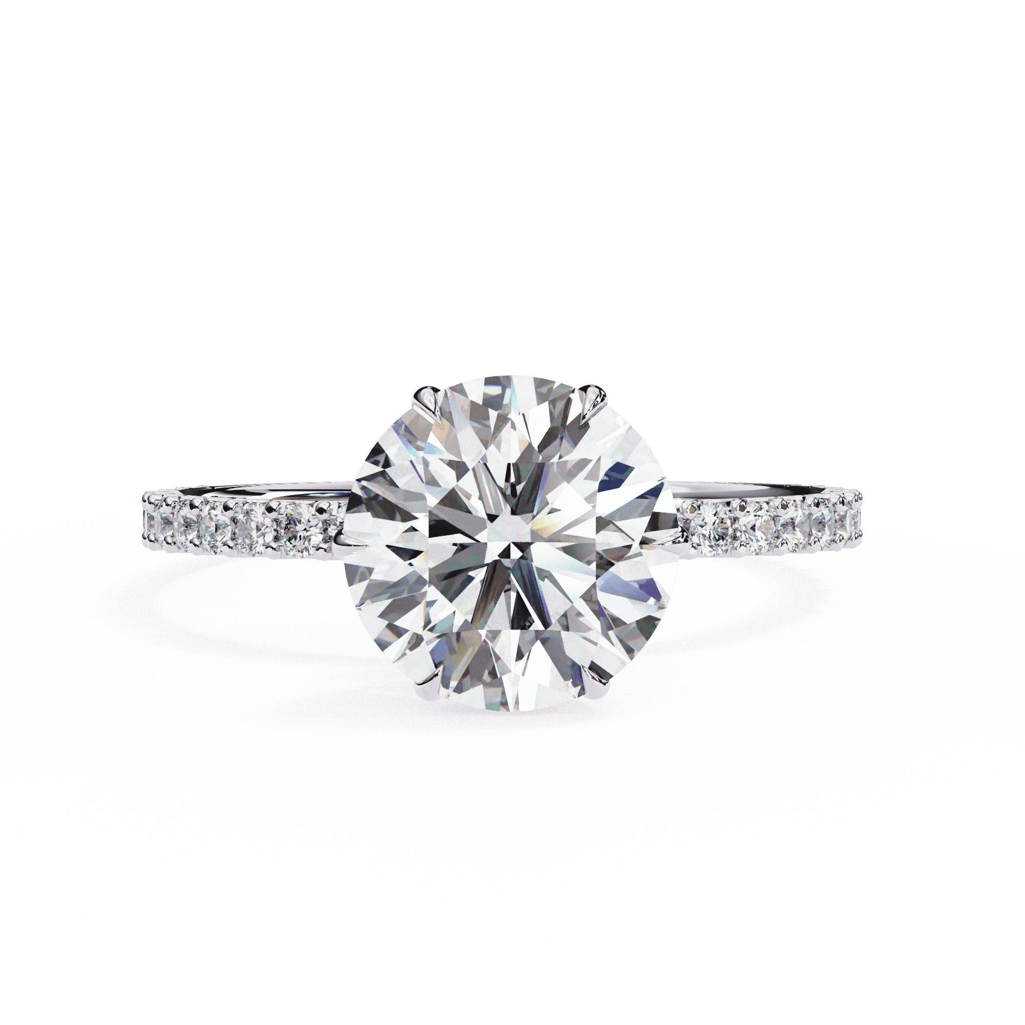 Round Brilliant-Cut Diamond Engagement Ring with Pav? Band